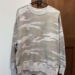 Aerie Camo Crewneck Tunic - Green and Cream